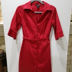 H&M Womens Button Down Red Dress Size 8